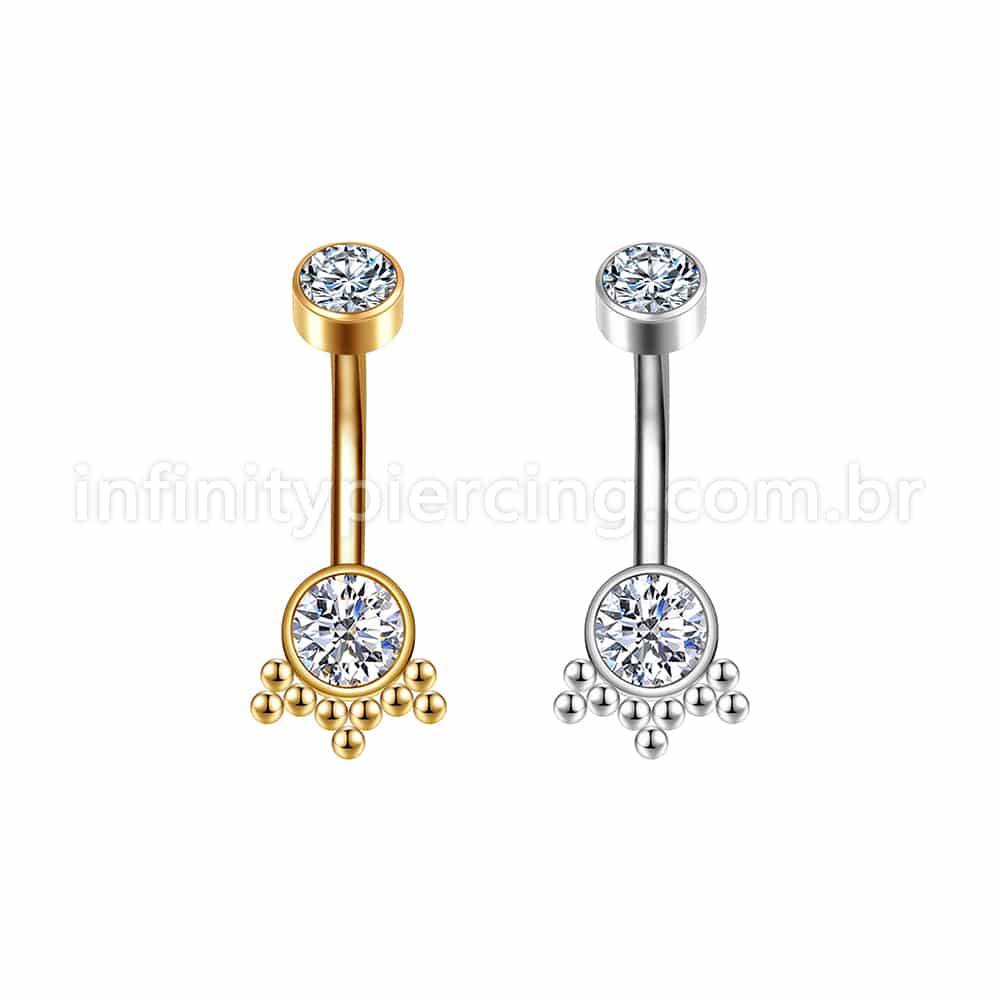 Piercing Banana Aço Cirúrgico Indiano Zircônia
