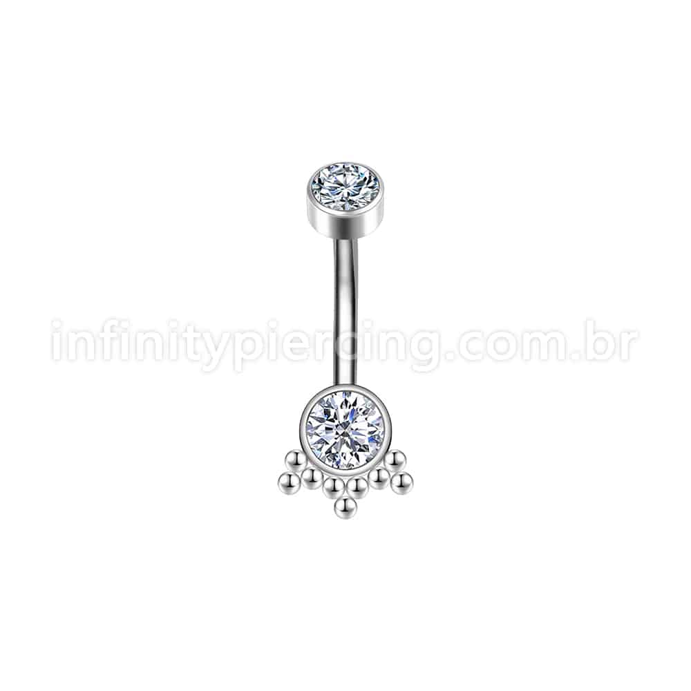 Piercing Banana Aço Cirúrgico Indiano Zircônia