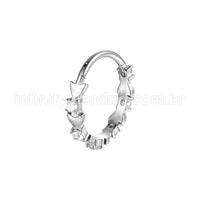 Piercing Argola Aço Cirúrgico Segmento Articulado Coração Zircônia