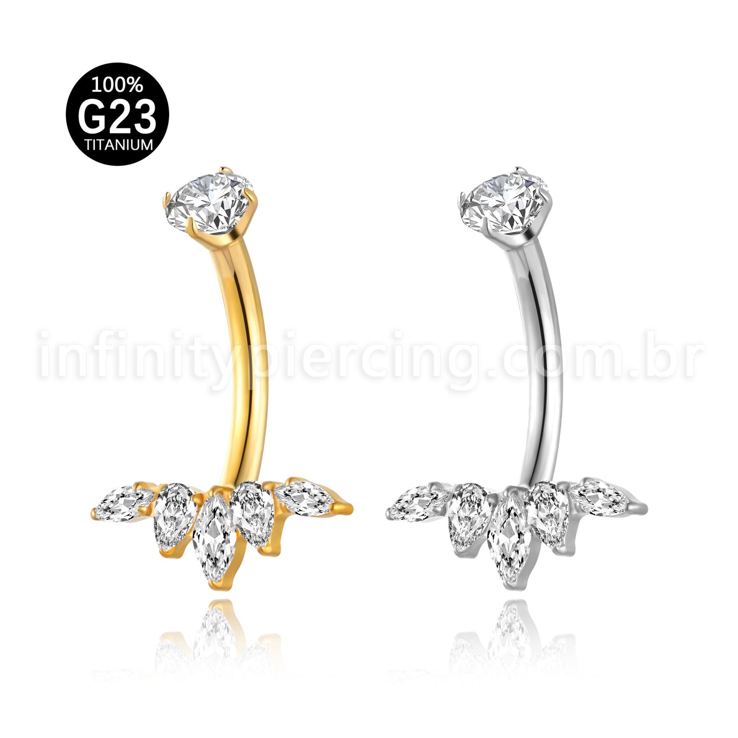 Piercing Banana Titânio Folhas Zircônia