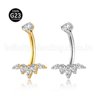 Piercing Banana Titânio Folhas Zircônia