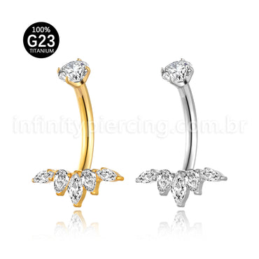 Piercing Banana Titânio Folhas Zircônia