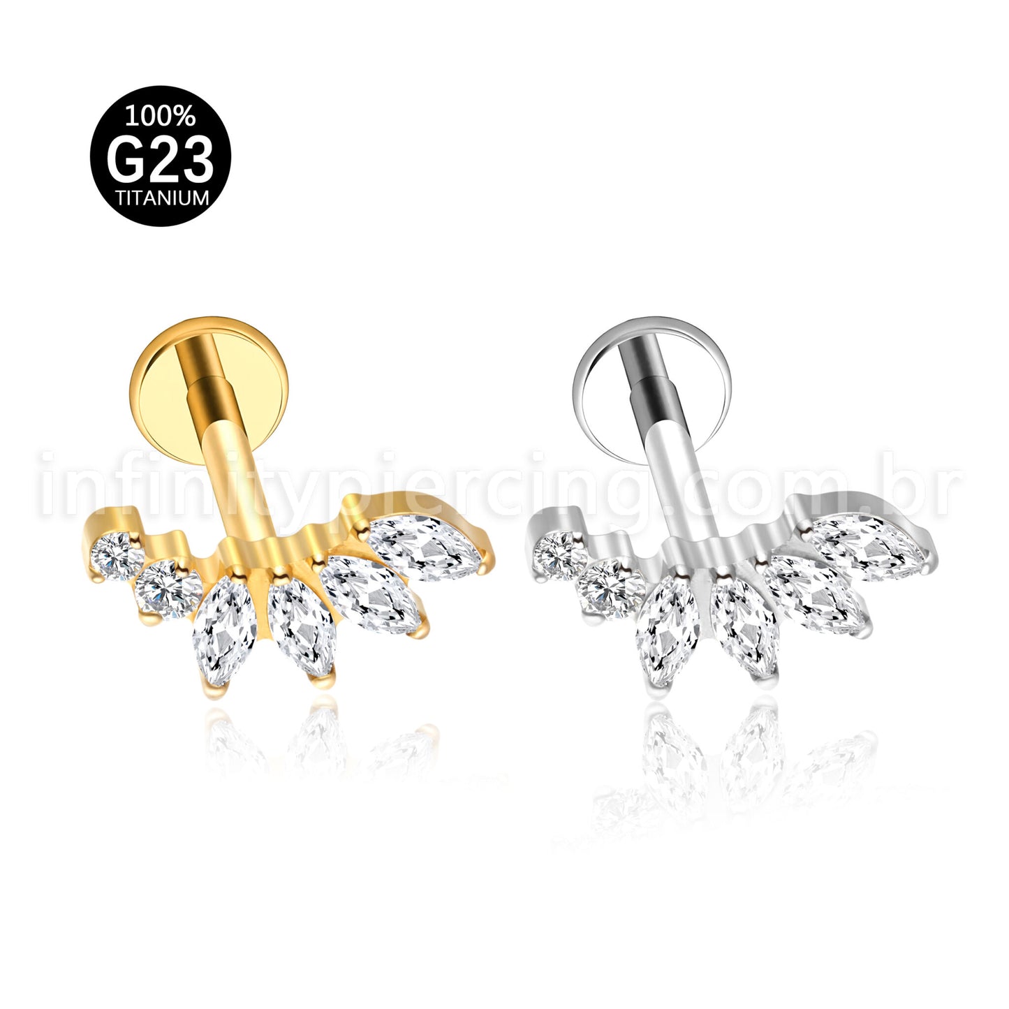 Piercing Labret Titânio Cluster Zircônia