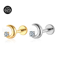 Piercing Labret Titânio Lua Zircônia