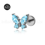 Piercing Labret Titânio Borboleta Zircônia