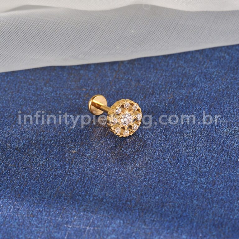Piercing Labret Titânio Redondo Zircônia