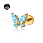 Piercing Labret Titânio Borboleta Zircônia