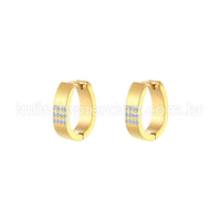 Argola Aço Inoxidável Oval Linhas Zircônia
