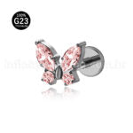 Piercing Labret Titânio Borboleta Zircônia