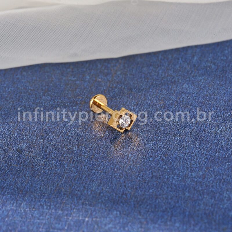 Piercing Labret Titânio Oval Zircônia