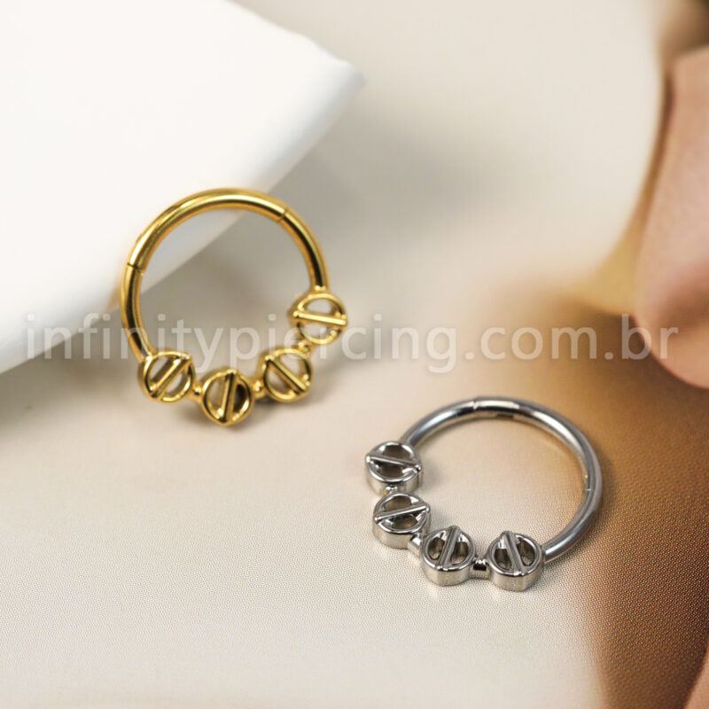 Piercing Argola Titânio Segmento Articulado Detalhado