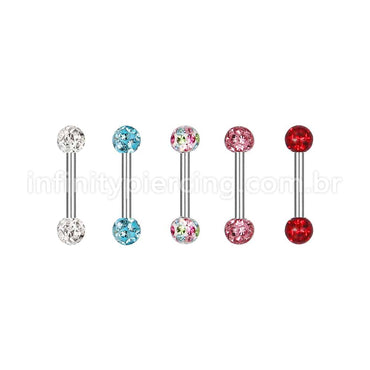 Piercing Barbell Titânio Cristais Swaroski