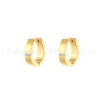 Argola Aço Inoxidável Oval Linhas Zircônia