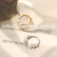 Piercing Argola  Aço Cirúrgico Segmento Articulado Zircônias Oval