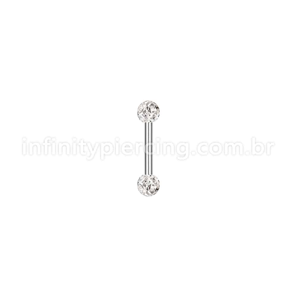 Piercing Barbell Titânio Cristais Swaroski