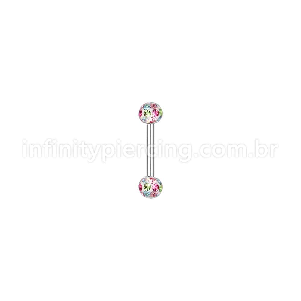 Piercing Barbell Titânio Cristais Swaroski