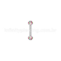 Piercing Barbell Titânio Cristais Swaroski