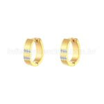 Argola Aço Inoxidável Oval Linhas Zircônia
