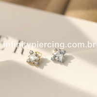 Piercing Labret Aço Cirúrgico 5 Zircônias