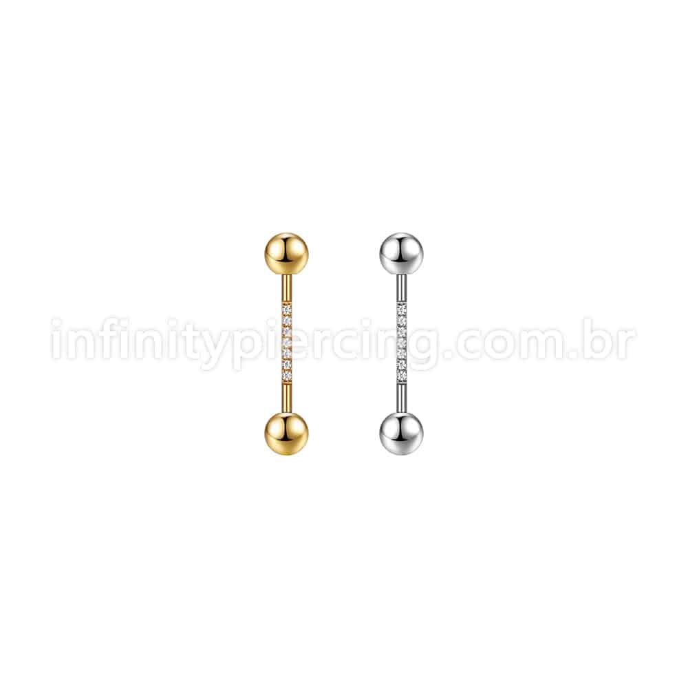 Piercing Mamilo Aço Cirúrgico Zircônia Cravejada