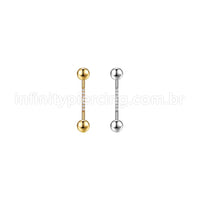 Piercing Mamilo Aço Cirúrgico Zircônia Cravejada