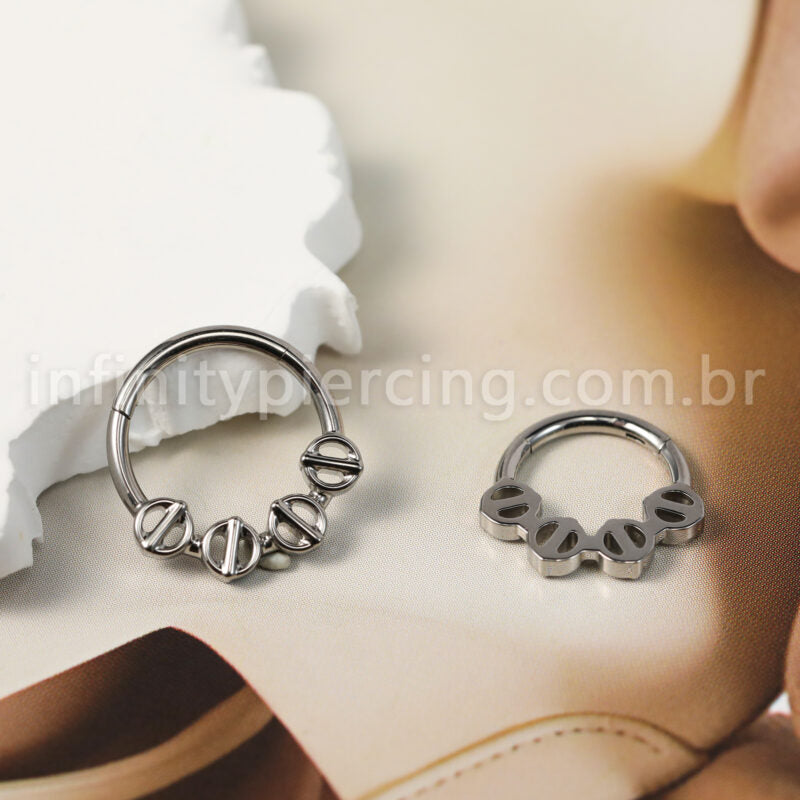 Piercing Argola Titânio Segmento Articulado Detalhado