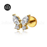 Piercing Labret Titânio Borboleta Zircônia