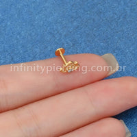 Piercing Labret Titânio Flor De Lotus Zircônia
