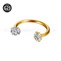 Piercing Ferradura Titânio Zircônia Redonda Cravejada