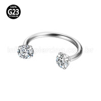Piercing Ferradura Titânio Zircônia Redonda Cravejada