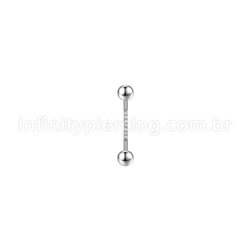 Piercing Mamilo Aço Cirúrgico Zircônia Cravejada