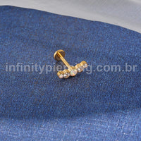 Piercing Labret Titânio 5 Pedras