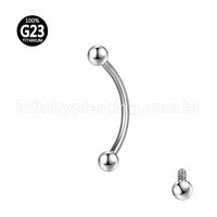 Piercing Microbell Curvo Titânio Rosca Interna