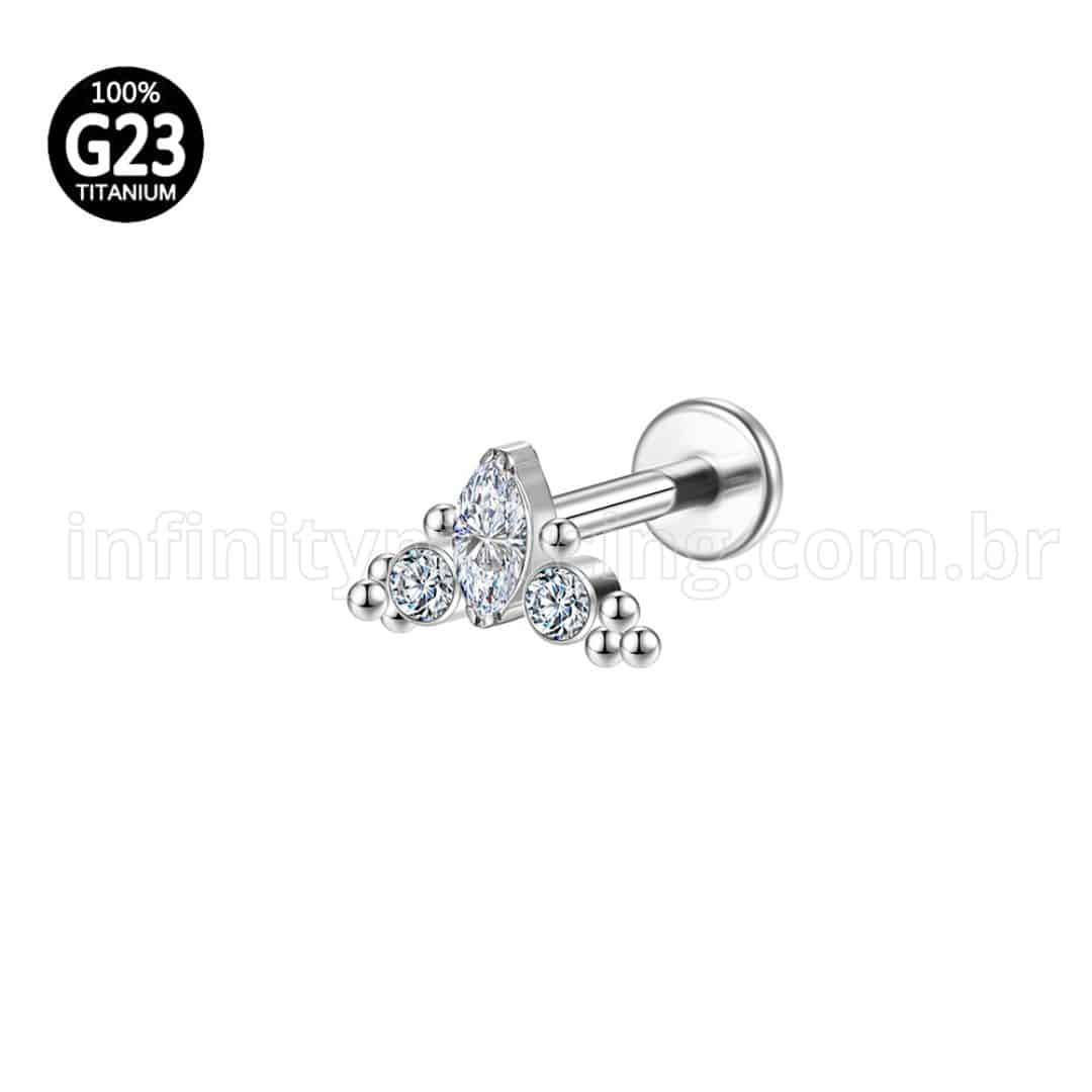 Piercing Labret Titânio Indiano Zircônia