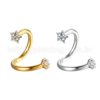 Piercing Twister Aço Cirúrgico Zircônia Estrela