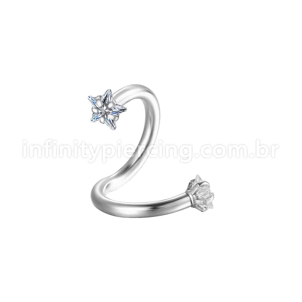 Piercing Twister Aço Cirúrgico Zircônia Estrela