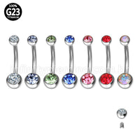 Piercing Banana Titânio 2 Pedras Zircônia