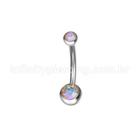 Piercing Banana Aço Cirúrgico 2 Pedras Strass Redonda