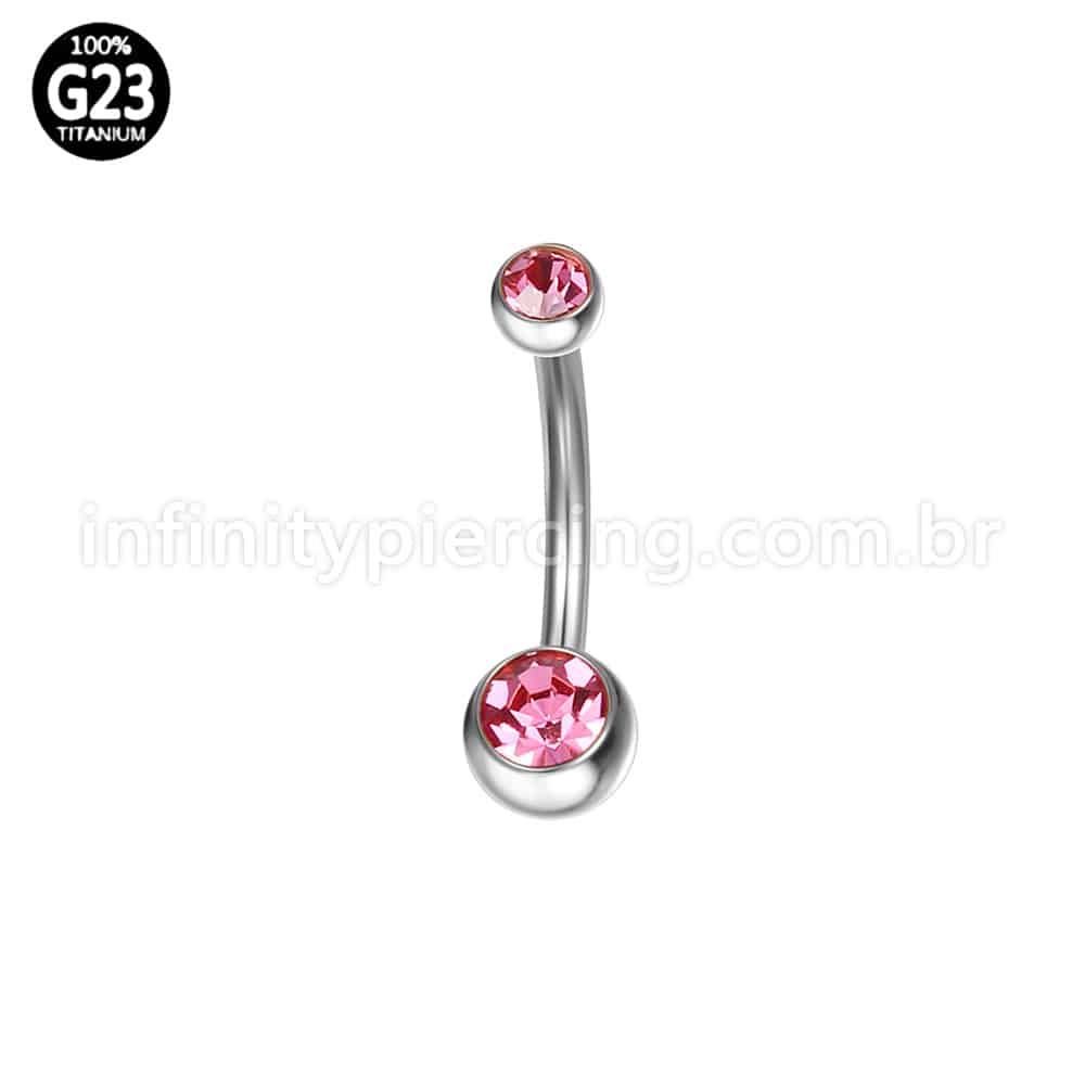 Piercing Banana Titânio 2 Pedras Zircônia