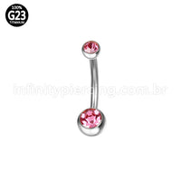 Piercing Banana Titânio 2 Pedras Zircônia