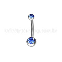 Piercing Banana Aço Cirúrgico 2 Pedras Strass Redonda