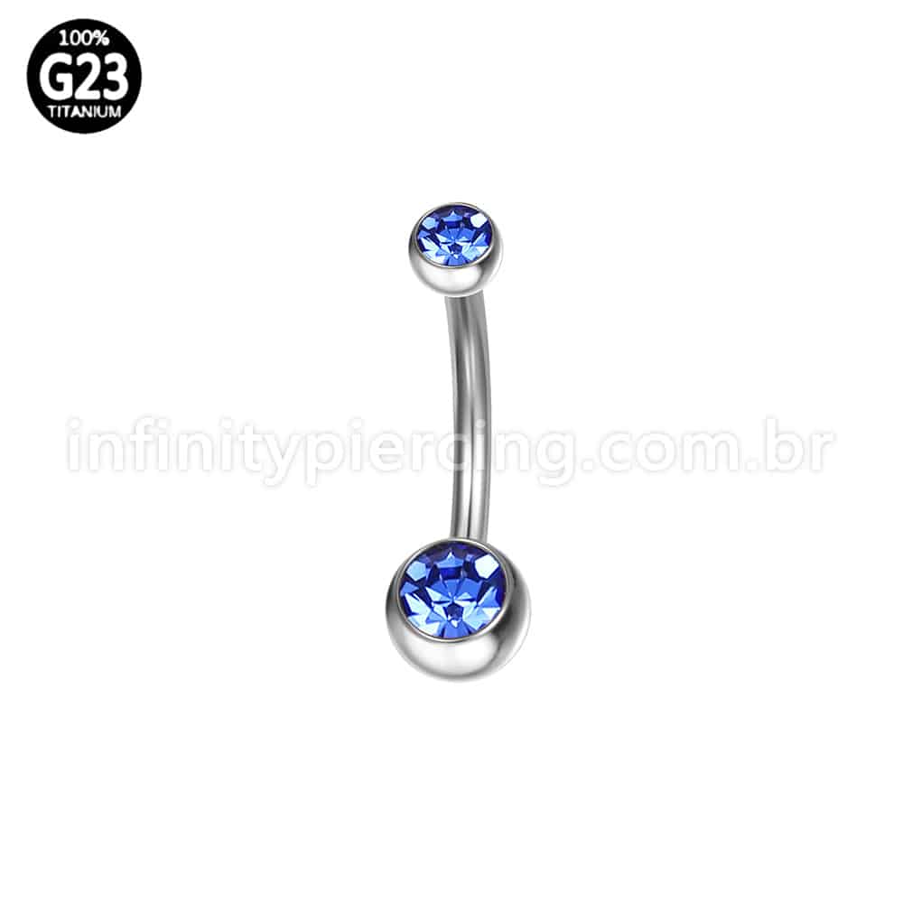Piercing Banana Titânio 2 Pedras Zircônia