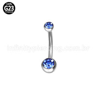 Piercing Banana Titânio 2 Pedras Zircônia