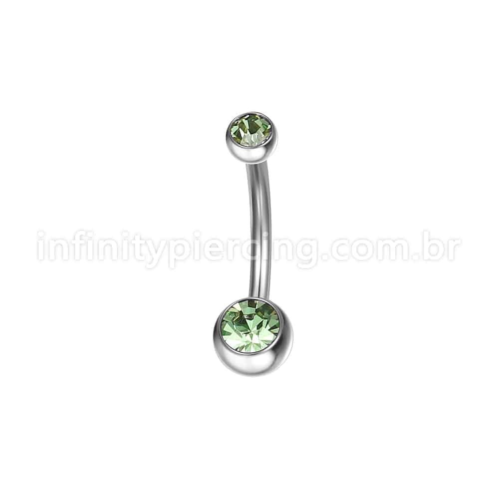 Piercing Banana Aço Cirúrgico 2 Pedras Strass Redonda