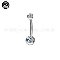 Piercing Banana Titânio 2 Pedras Zircônia