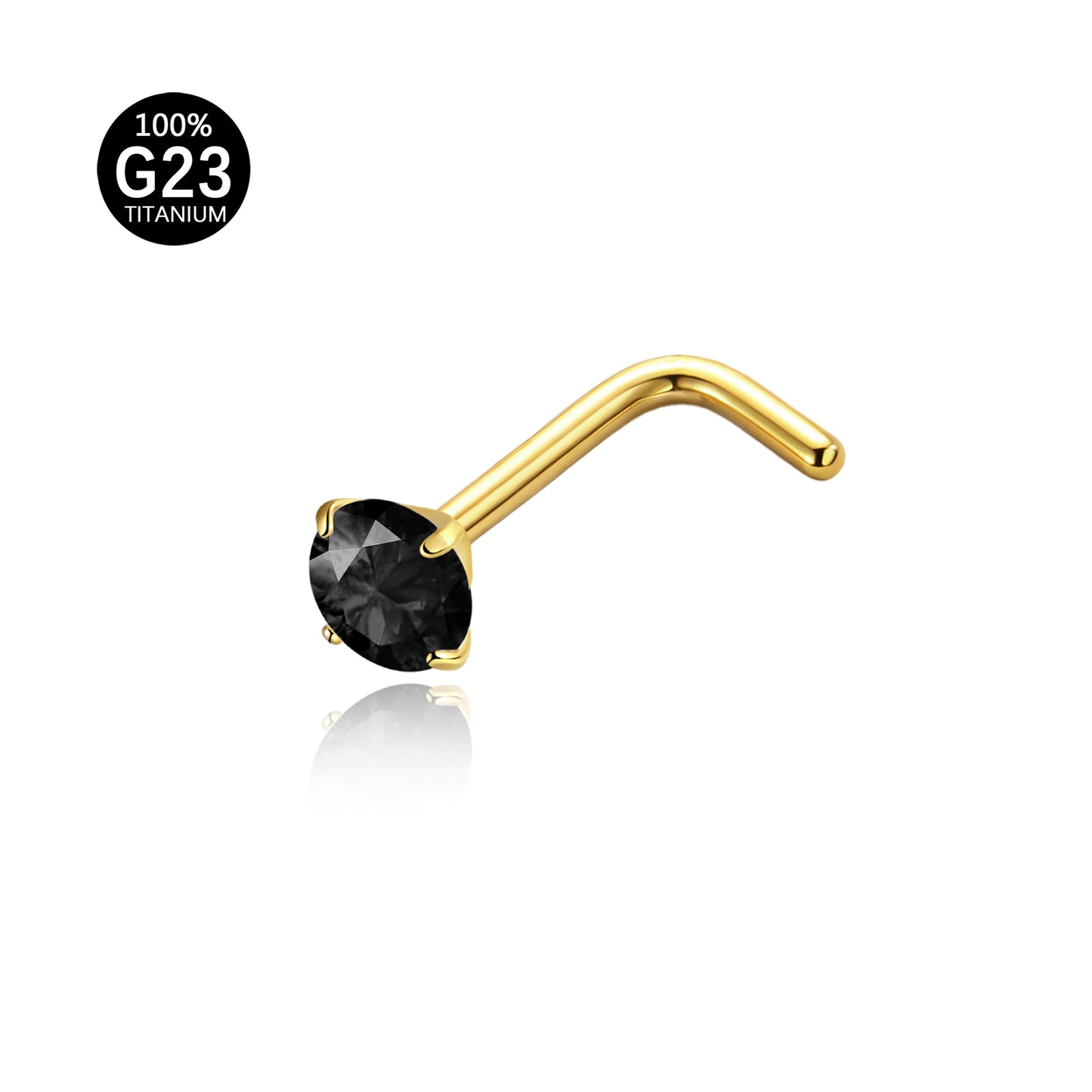 Piercing Nostril Curvo Titânio Zircônia Redonda 10153