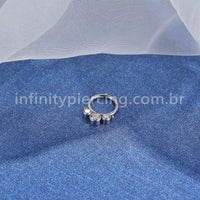 Piercing Argola Segmento Articulado Titânio Indiano Zircônia/Opala