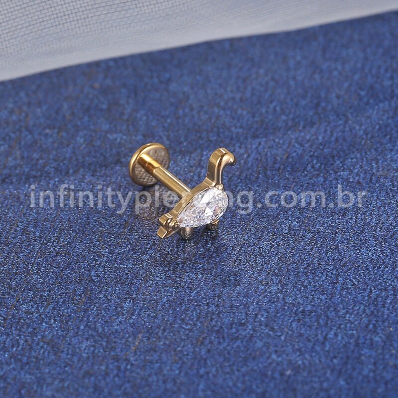 Piercing Labret Aço Cirúrgico Dinossauro