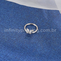 Piercing Argola Aço Cirúrgico Segmento Articulado Borboleta Zircônia Cravejada
