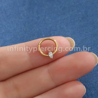 Piercing Argola Titânio Segmento Articulado Zircônia Oval Com Ponta